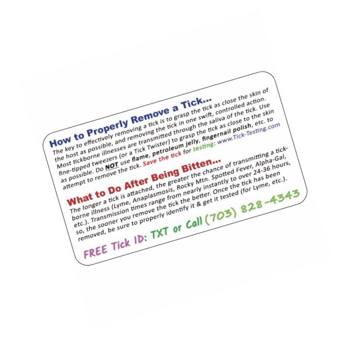 Tick Identification Cards Reference Card TickSafety.com
