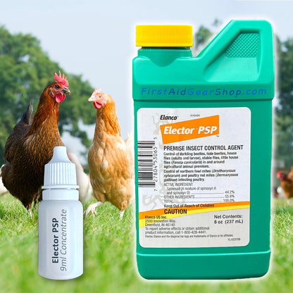 Elector PSP poultry mite and lice treatment shown with backyard ...