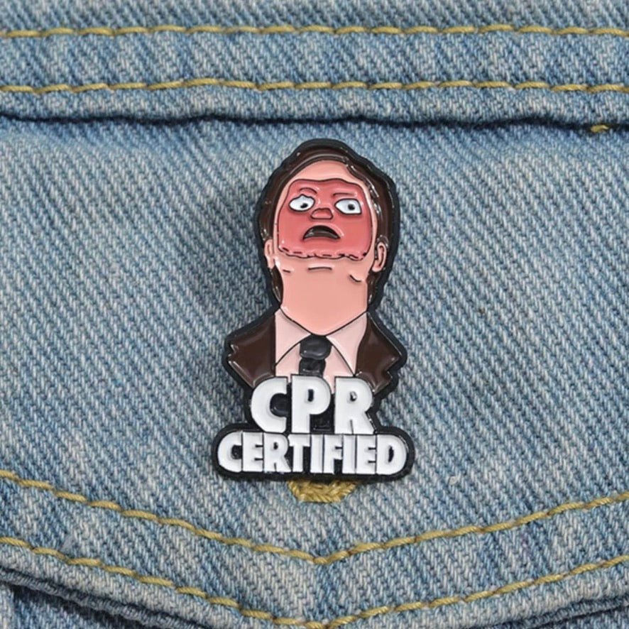 Enamel Pin – CPR Certified (Dwight Schrute from The Office) - First Aid Gear Shop