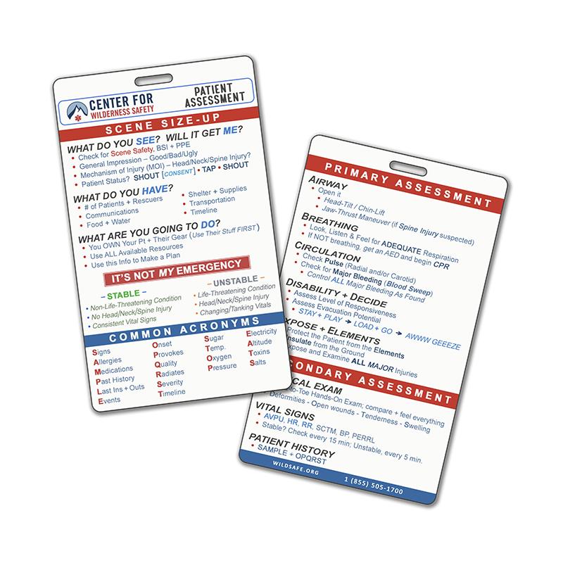 Patient Assessment System - Plastic Reference Cards - The First Aid Gear Shop